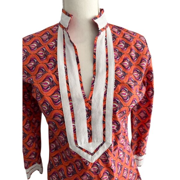 LAUREN GOLD Resort Orange Patterned Tunic Dress Size 4 NEW NWOT - Picture 7 of 10